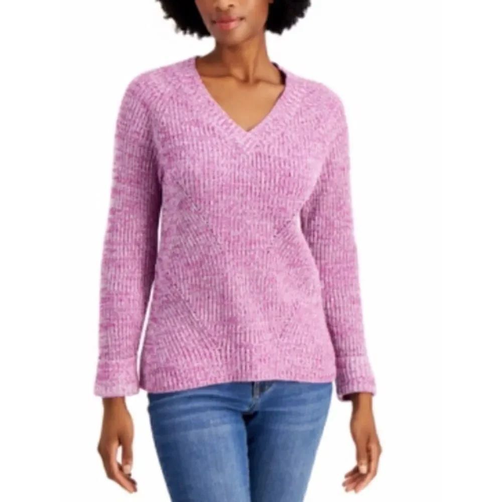 Style & Co Marled Pointelle Sweater Size Small